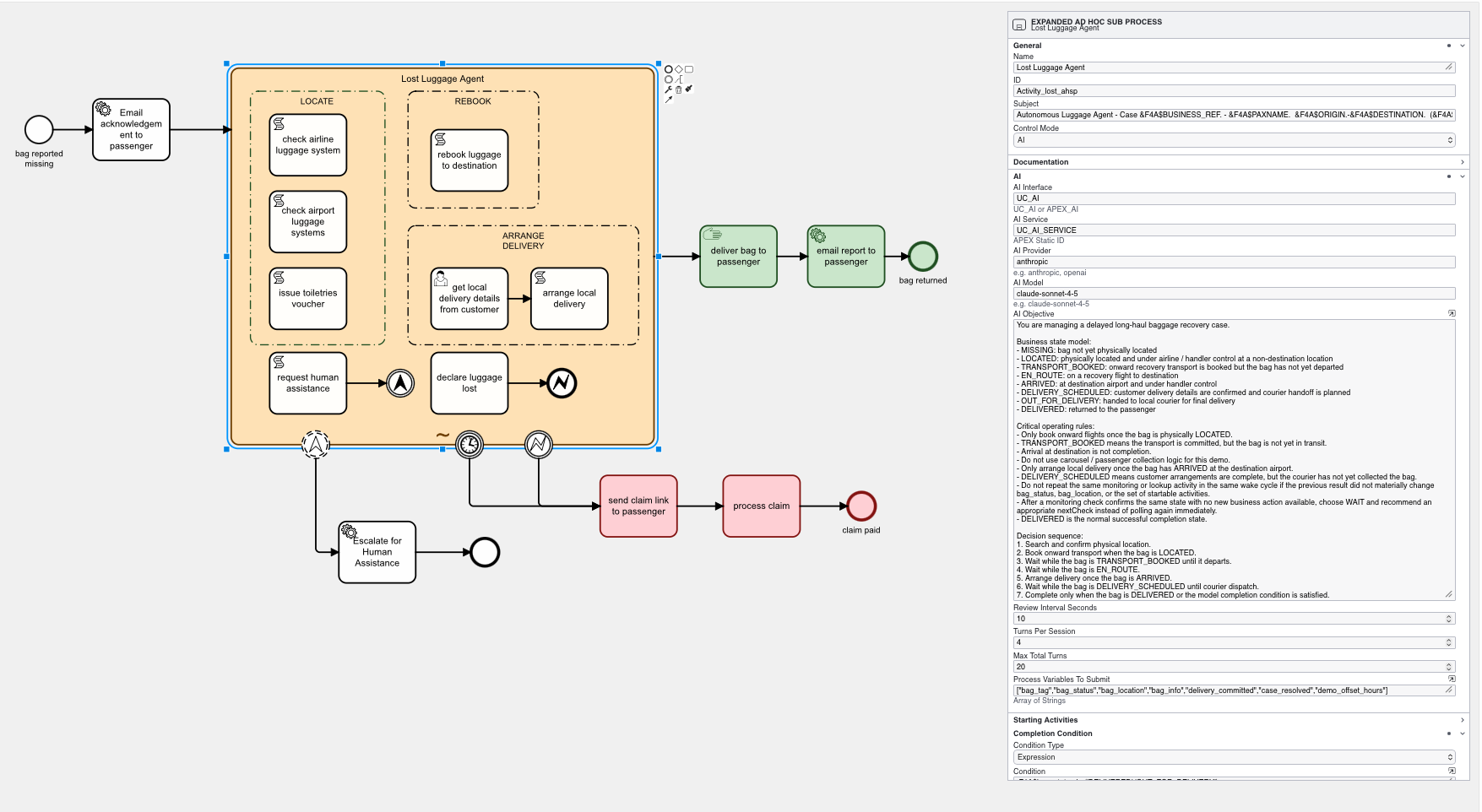 Defining Autonomous Adhoc Sub Processes